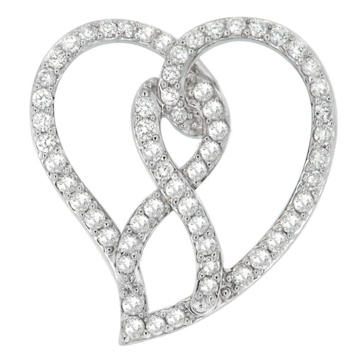 Bids.com 14K White Gold 1.0 Cttw White Diamond Awareness Ribbon & Open Heart 18" Pendant Necklace (H-I Color, I1-I2 Clarity) - White Diamond Ribbon Necklaces