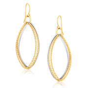Bids.com 14k Two Tone Gold Textured Triple Oval Shape Drop Earrings Earrings