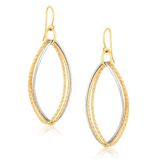 Bids.com 14k Two Tone Gold Textured Triple Oval Shape Drop Earrings Earrings