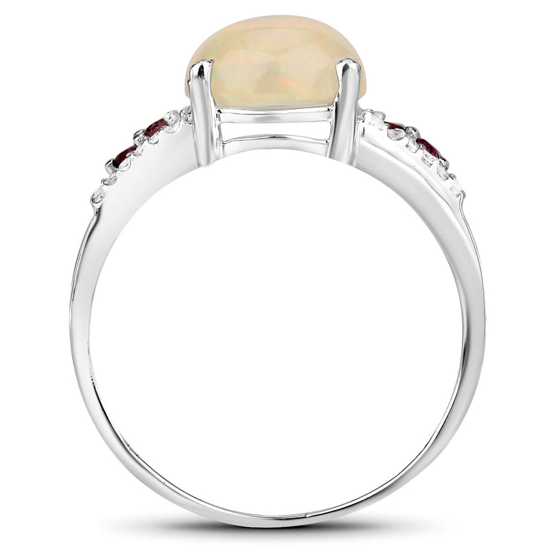 Bids.com 2.05 Carat Genuine Ethiopian Opal, Pink Tourmaline and White Topaz .925 Sterling Silver Ring Rings