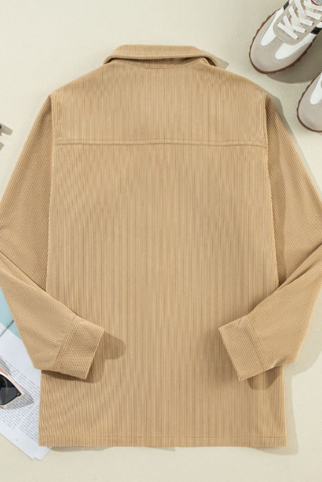 Frill Button Up Long Sleeve Shacket