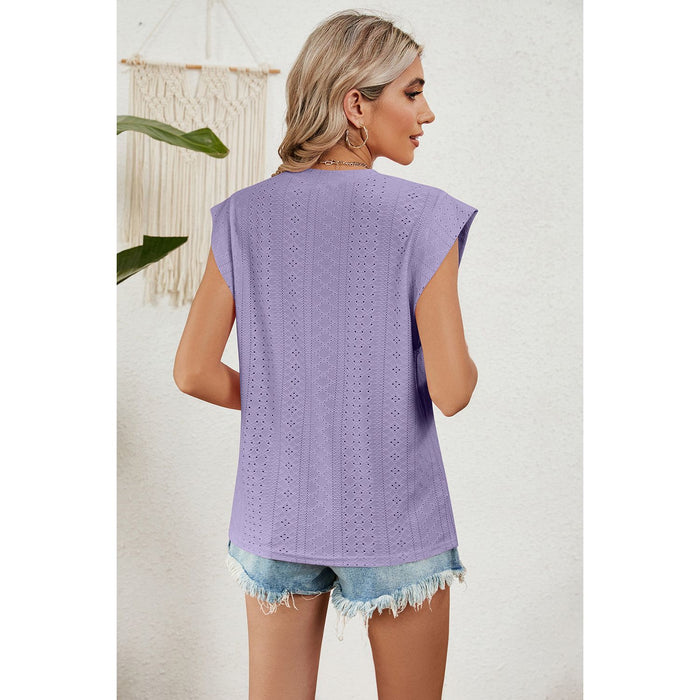 Eyelet Round Neck Tank