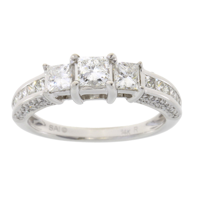 Bids.com 1.50ct Diamond 3 Stone Ring 14KT White Gold Rings