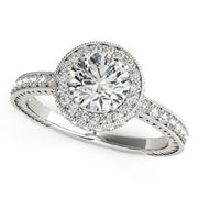 Bids.com 14k White Gold Milgrain Border Diamond Pave Engagement Ring (1 1/2 cttw) Rings
