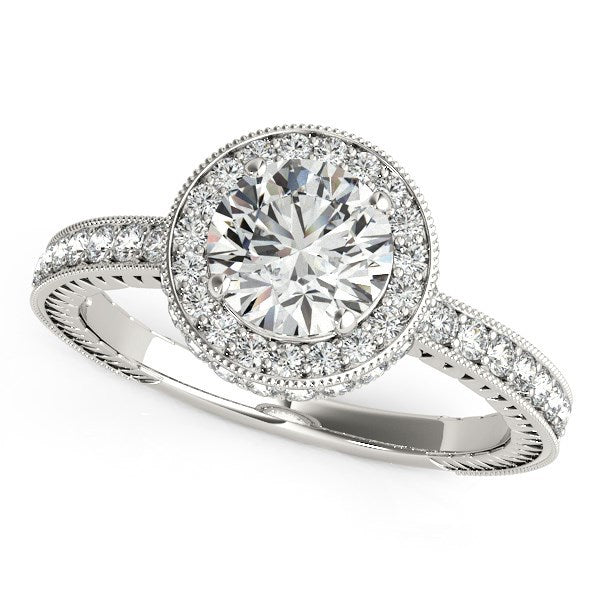 Bids.com 14k White Gold Milgrain Border Diamond Pave Engagement Ring (1 1/2 cttw) Rings