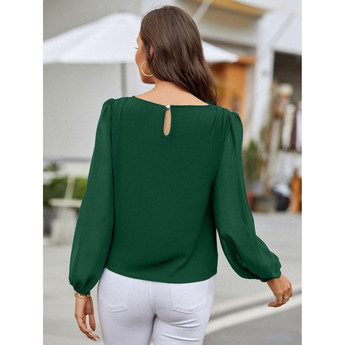 Round Neck Long Sleeve Blouse