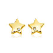 Bids.com 14k Yellow Gold Polished Star Earrings with Diamonds Earrings