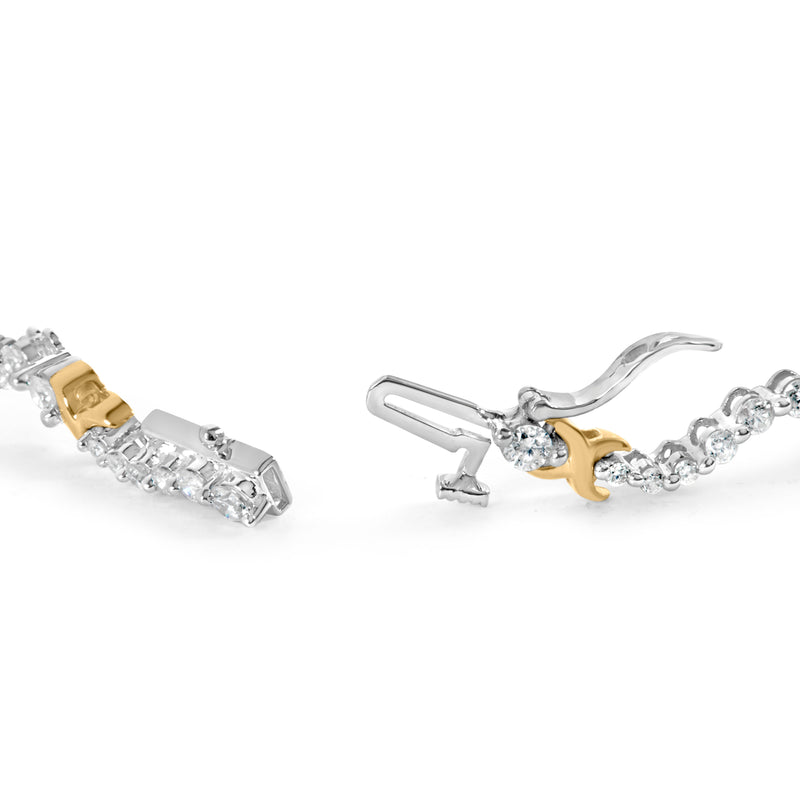 Bids.com 10K Two-Tone 2.00 Cttw Diamond "X" and Wave Link Bracelet (H-I Color, I1-I2 Clarity) - 7" Inches Bracelets