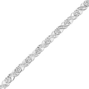 Bids.com .925 Sterling Silver 1.0 Cttw Round-Brilliant and Baguette Cut Diamond Miracle-Set X-Link 7" Tennis Bracelet (I-J Color, I2-I3 Clarity) Bracelets