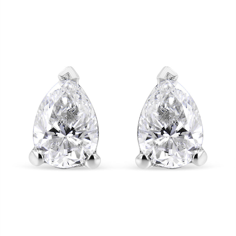 Bids.com 14K White Gold 1/2 Cttw Pear Shape Solitaire Lab Grown Diamond Stud Earrings (F-G Color, VS2-SI1 Clarity) Earrings