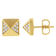 Bids.com 14K Yellow Gold 1/4 Cttw Diamond Pyramid Stud Earring (G-H Color, SI1-SI2 Clarity) Earrings