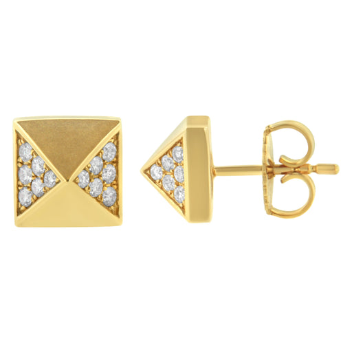 Bids.com 14K Yellow Gold 1/4 Cttw Diamond Pyramid Stud Earring (G-H Color, SI1-SI2 Clarity) Earrings