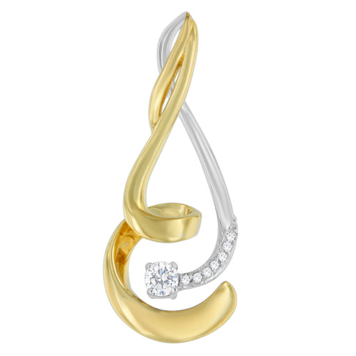 Bids.com Espira 10K Two-Tone Gold 1/10 cttw Round Cut Diamond Swirl Pendant Necklace (I-J, I2-I3) Necklaces