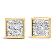 Bids.com 14K Yellow Gold 1.0 Cttw Princess Cut Diamond Composite Stud Earrings with Screw Backs (J-K Color, SI1-SI2 Clarity) Earrings