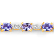Bids.com 1.56 Carat Genuine Tanzanite and White Diamond .925 Sterling Silver Bracelet Bracelets