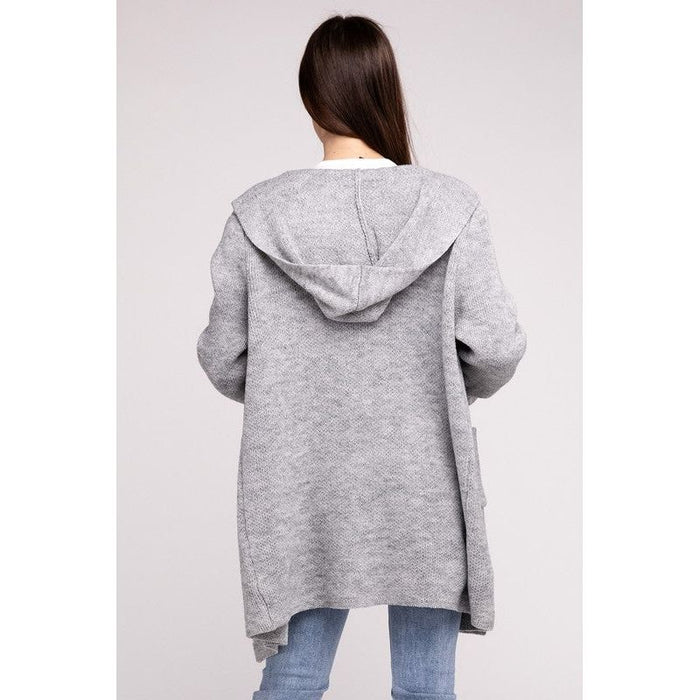 Hooded Open Front Sweater Cardigan