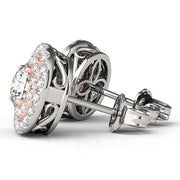 Bids.com 14k White and Rose Gold Round Halo Diamond Earrings (3/4 cttw) Earrings