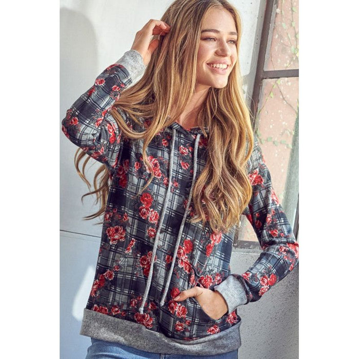 Plaid Floral Mix Sweatshirts