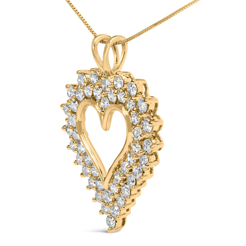 Bids.com 14K Yellow Gold Plated .925 Sterling Silver 3.00 Cttw Round Cut Diamond Cluster Heart 18" Pendant Necklace (K-L Color, I1-I2 Clarity) Necklaces