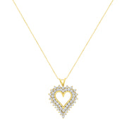Bids.com 14K Yellow Gold .925 Sterling Silver 4 cttw Round-cut Diamond Cluster Heart Pendant Necklace (K-L Color, I1-I2 Clarity) Necklaces