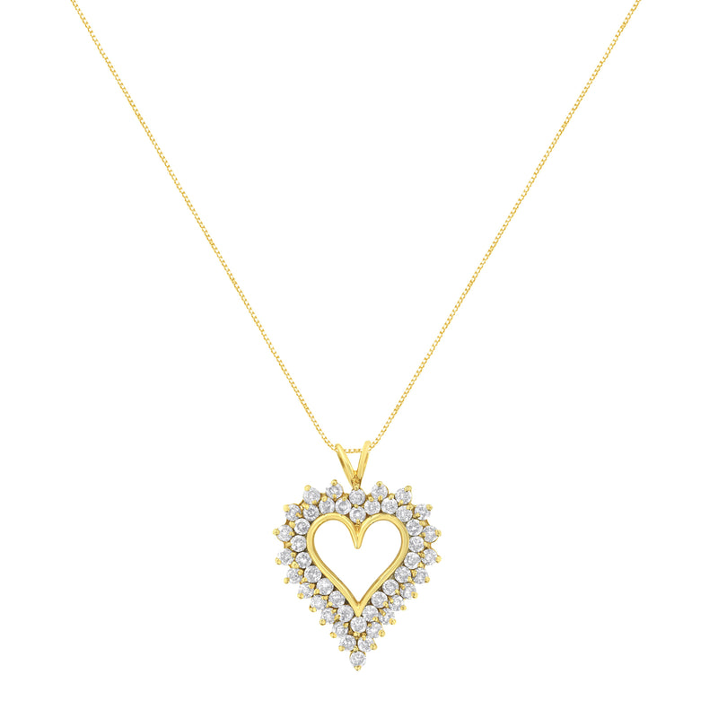 Bids.com 14K Yellow Gold .925 Sterling Silver 4 cttw Round-cut Diamond Cluster Heart Pendant Necklace (K-L Color, I1-I2 Clarity) Necklaces
