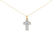 Bids.com 14K Yellow Gold 2.0 Cttw Multi-Row Diamond Cross Pendant Necklace Necklaces