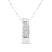 Bids.com 14K Yellow Gold 1/2 Cttw Invisible Set Princess Cut Diamond Vertical Bar Block Pendant 18" Necklace (H-I Color, SI2-I1 Clarity) Necklaces