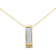 Bids.com 14K Yellow Gold 1/2 Cttw Invisible Set Princess Cut Diamond Vertical Bar Block Pendant 18" Necklace (H-I Color, SI2-I1 Clarity) Necklaces