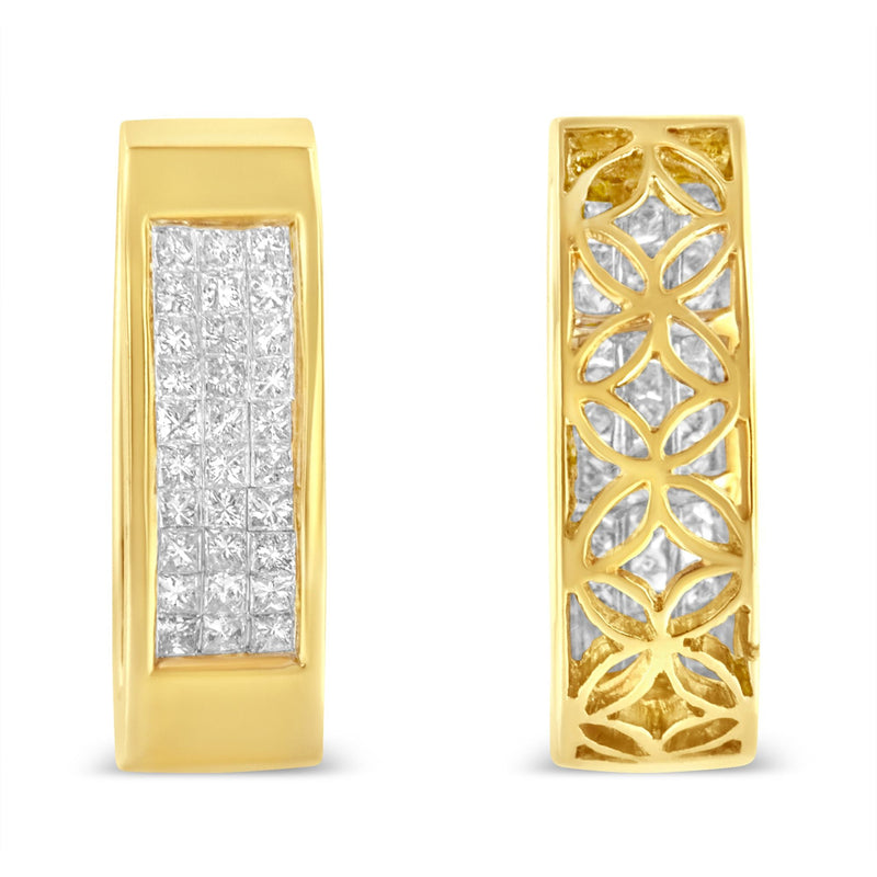 Bids.com 14K Yellow Gold 1/2 Cttw Invisible Set Princess Cut Diamond Vertical Bar Block Pendant 18" Necklace (H-I Color, SI2-I1 Clarity) Necklaces