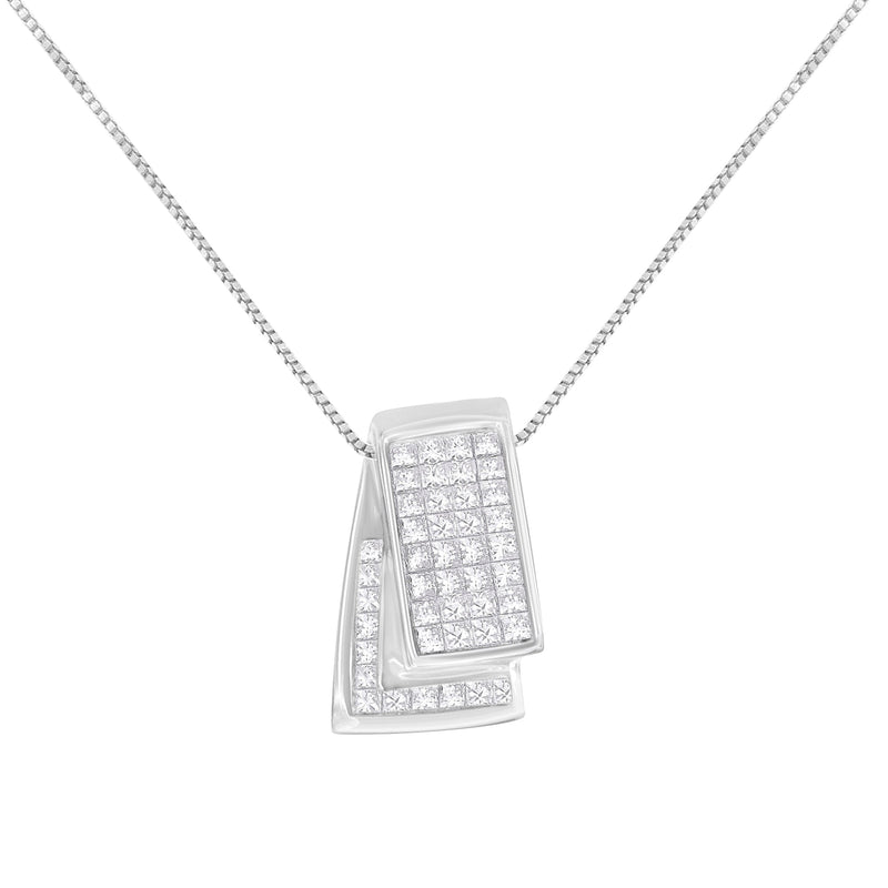 Bids.com 14KT White Gold Diamond Box Pendant Necklace (1 cttw, H-I Color, SI2-I1 Clarity) Necklaces
