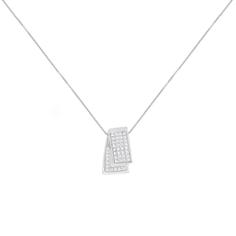 Bids.com 14KT White Gold Diamond Box Pendant Necklace (1 cttw, H-I Color, SI2-I1 Clarity) Necklaces