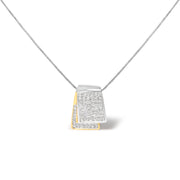 Bids.com 14K White and Yellow Gold 2.0 Cttw Princess Cut Diamond Two Tone Foldover Box Pendant 18â€ Box Chain Necklace (H-I Color, SI1-SI2 Clarity) Necklaces