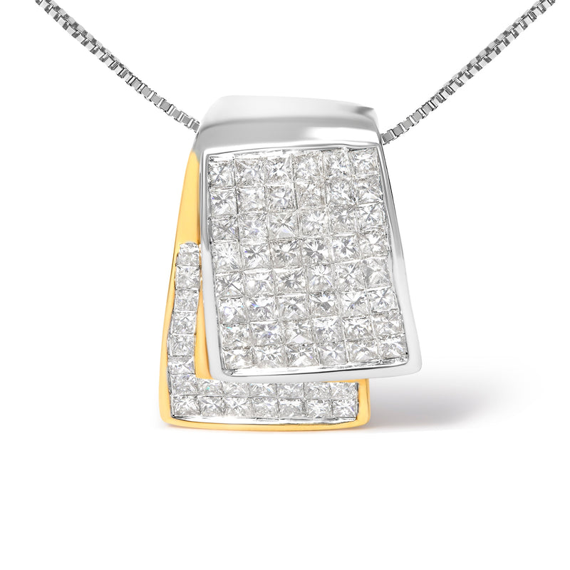 Bids.com 14K White and Yellow Gold 2.0 Cttw Princess Cut Diamond Two Tone Foldover Box Pendant 18â€ Box Chain Necklace (H-I Color, SI1-SI2 Clarity) Necklaces