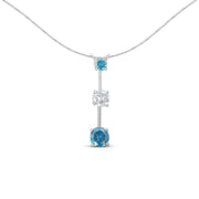 Bids.com 14K White Gold 1 1/2 cttw White and Treated Blue Diamond Pendant Necklace (H-I, I1-I2) Necklaces