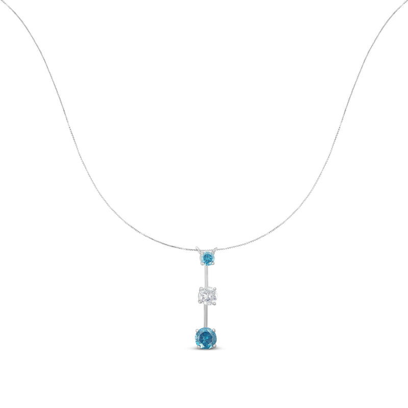 Bids.com 14K White Gold 1 1/2 cttw White and Treated Blue Diamond Pendant Necklace (H-I, I1-I2) Necklaces