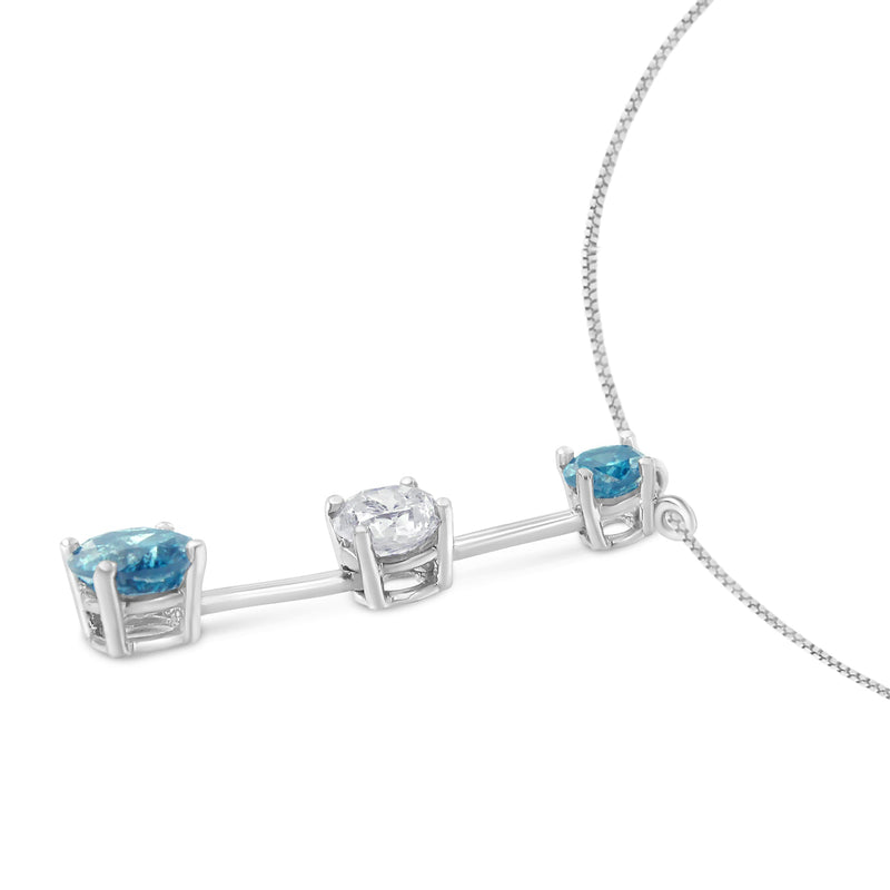 Bids.com 14K White Gold 1 1/2 cttw White and Treated Blue Diamond Pendant Necklace (H-I, I1-I2) Necklaces