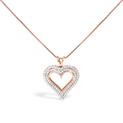 Bids.com .925 Sterling Silver 1.00 Cttw Diamond Heart 18" Pendant Necklace (I-J Color, I2-I3 Clarity) Necklaces