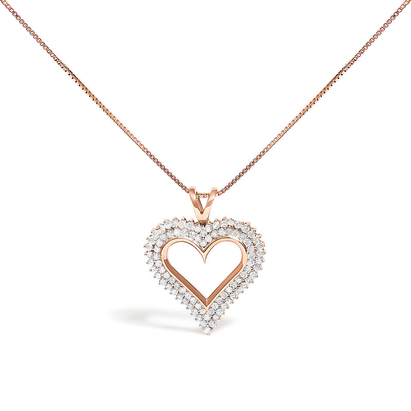 Bids.com .925 Sterling Silver 1.00 Cttw Diamond Heart 18" Pendant Necklace (I-J Color, I2-I3 Clarity) Necklaces