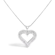 Bids.com .925 Sterling Silver 1.00 Cttw Diamond Heart 18" Pendant Necklace (I-J Color, I2-I3 Clarity) Necklaces