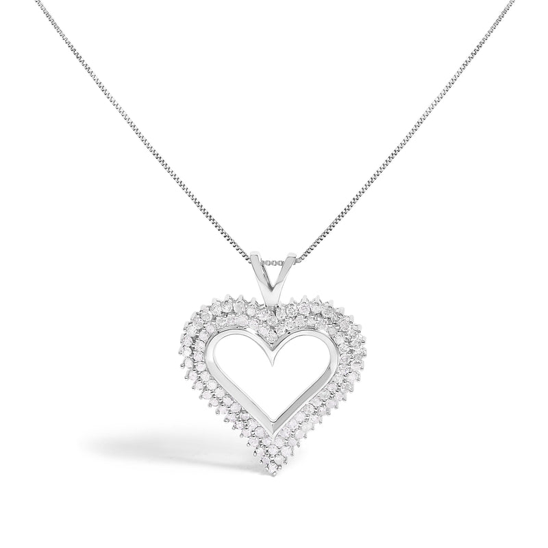 Bids.com .925 Sterling Silver 1.00 Cttw Diamond Heart 18" Pendant Necklace (I-J Color, I2-I3 Clarity) Necklaces