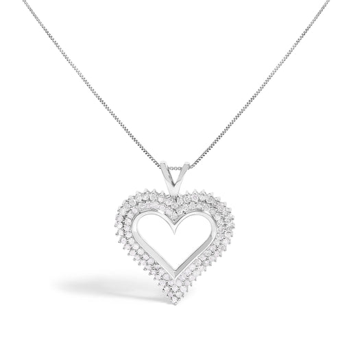 Bids.com .925 Sterling Silver 1.00 Cttw Diamond Heart 18" Pendant Necklace (I-J Color, I2-I3 Clarity) Necklaces