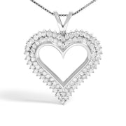 Bids.com .925 Sterling Silver 1.00 Cttw Diamond Heart 18" Pendant Necklace (I-J Color, I2-I3 Clarity) Necklaces