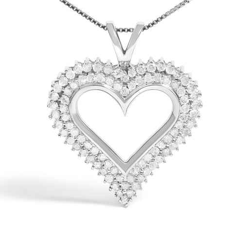 Bids.com .925 Sterling Silver 1.00 Cttw Diamond Heart 18" Pendant Necklace (I-J Color, I2-I3 Clarity) Necklaces