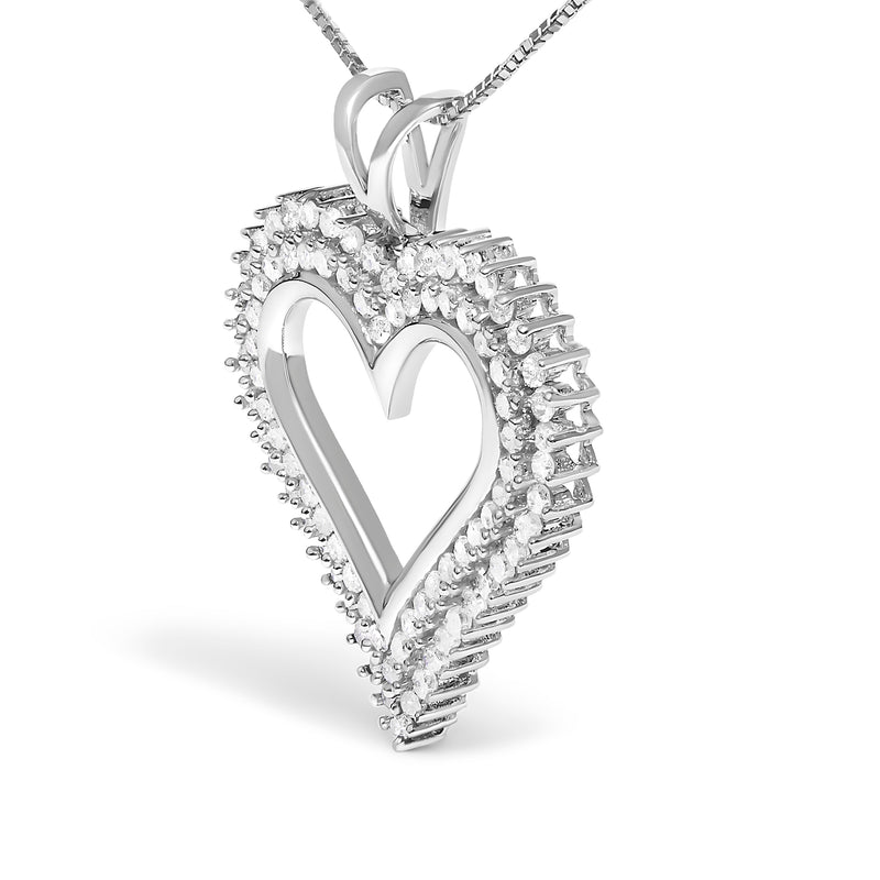 Bids.com .925 Sterling Silver 1.00 Cttw Diamond Heart 18" Pendant Necklace (I-J Color, I2-I3 Clarity) Necklaces