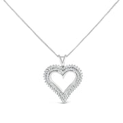 Bids.com .925 Sterling Silver 1.00 Cttw Lab-Grown Diamond Open Heart Pendant Necklace (F-G Color, VS1-VS2 Clarity) - 18" Inches Necklaces