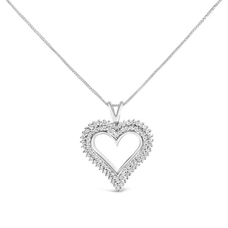 Bids.com .925 Sterling Silver 1.00 Cttw Lab-Grown Diamond Open Heart Pendant Necklace (F-G Color, VS1-VS2 Clarity) - 18" Inches Necklaces