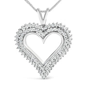 Bids.com .925 Sterling Silver 1.00 Cttw Lab-Grown Diamond Open Heart Pendant Necklace (F-G Color, VS1-VS2 Clarity) - 18" Inches Necklaces
