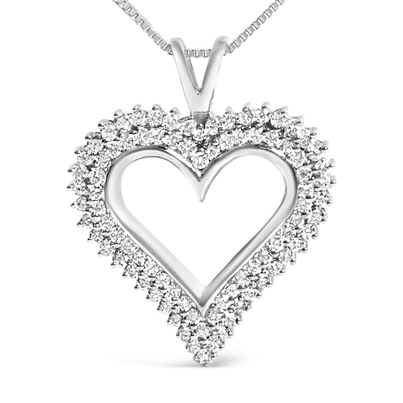 Bids.com .925 Sterling Silver 1.00 Cttw Lab-Grown Diamond Open Heart Pendant Necklace (F-G Color, VS1-VS2 Clarity) - 18" Inches Necklaces