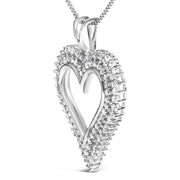 Bids.com .925 Sterling Silver 1.00 Cttw Lab-Grown Diamond Open Heart Pendant Necklace (F-G Color, VS1-VS2 Clarity) - 18" Inches Necklaces