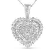 Bids.com 10K White Gold 1 cttw Multi Cut 1 cttw Diamond Heart Pendant Necklace (H-I, I1-I2) Necklaces